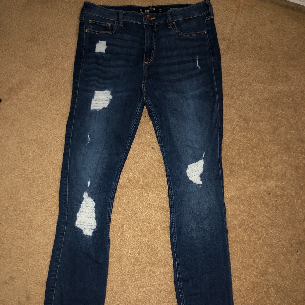 hollister jeans ripped,high rise super skinny